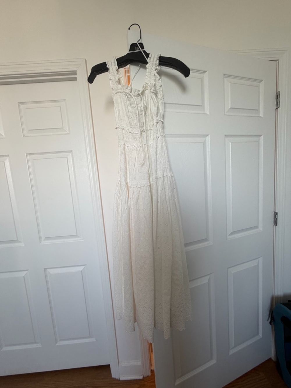 White Eyelet Maxi Dress with Ruffle Straps